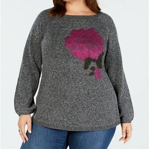 STYLE &CO PLUS SIZE OX 1X JACQUARD‎ SWEATER TOP